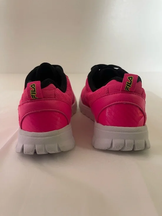 Fila Neon Pink & Black Mesh Lightweight Running Shoes Women's Size 7 - Picture 6 of 12